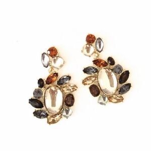 Banana Republic Crystal Drop Flower Multi Color WIng Statement earrings NWT 79